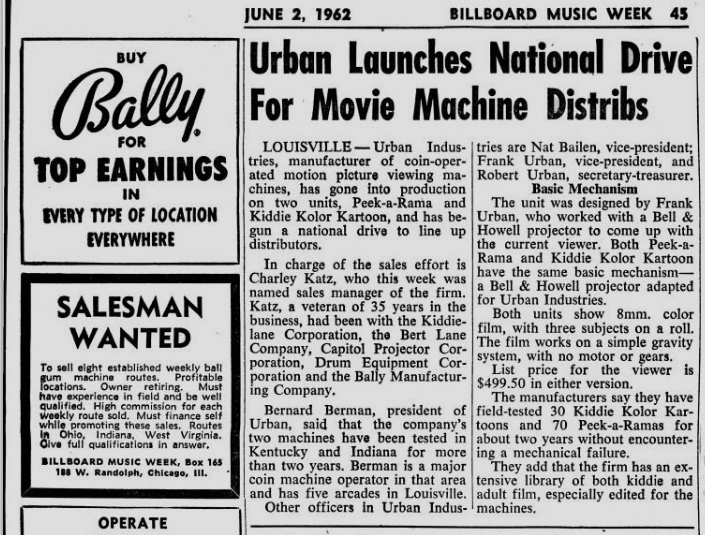 Article in Billboard magazine, 1962