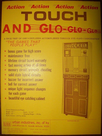 Flyer for Touch-N-Glo arcade game