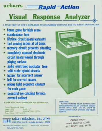 Flyer for Visual Response Analyzer arcade game